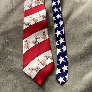 Vintage American Flag Neck Tie READ Democrat Donkey  USA